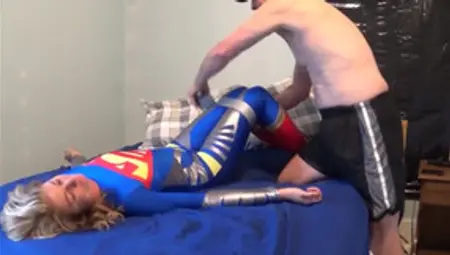 Provocative Babe Dressed As A Super Hero Tied  - Bondage Fetish