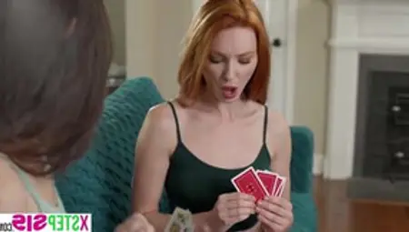 Strip Poker Ended With Redhead And Brunette Having A Threesome With Their Roommate