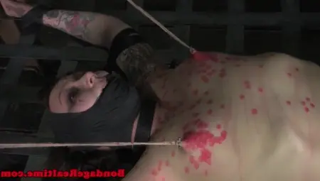 Waxplay Sub Flogged While Restrained