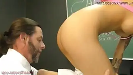 Horny Math Teacher Is Eating Pussy In The Classroom, To Please One Of His Students