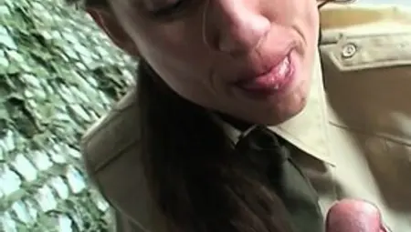 Military Chick Gets Soldiers Cum
