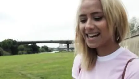 Blonde Teen Babe Gets Fucked Outdoors For Money