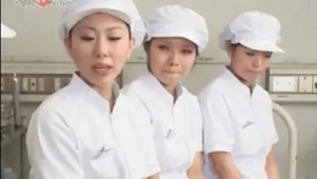Asian Nurses Slurping Cum Out Of Loaded Shafts In Group