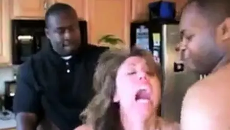 Wfie Fucked Hard In Kitchen By Two Black Guys
