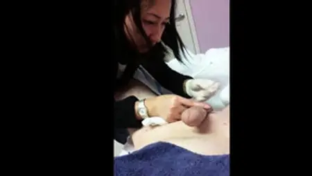 Asian Lady Waxing And Massaging Make Dick Cum