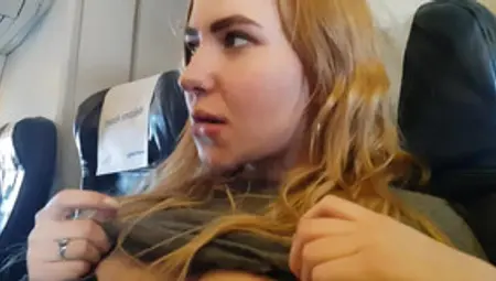 Handjob In The Airplane With Pretty Blonde Teen