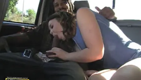 Sassy Babe With Curly Hair Does Blowjob For Afro Guy In The Car