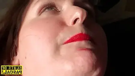British Plumper With Red Lips Is Sucking Dick And Rubbing Her Pussy, On The Couch