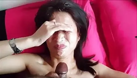 Asian MILF Blows Black Cock And Gets Heavy Sprayed Facial