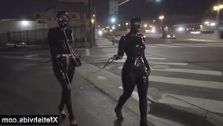 Steamy Babes Latex And Chains In Fetish Femdom Action Cumshot