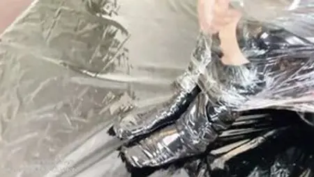 Plastic Wrap And Multi-layer Sultry Fetish