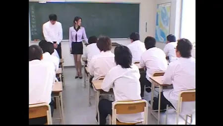Japanese Teacher Degraded And Cum Covered By Her Students In Class