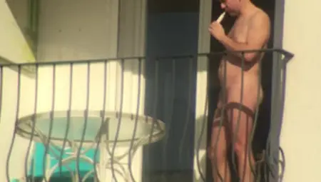 Exhibitionist On The Balcony, Exposes Her Sex In Public