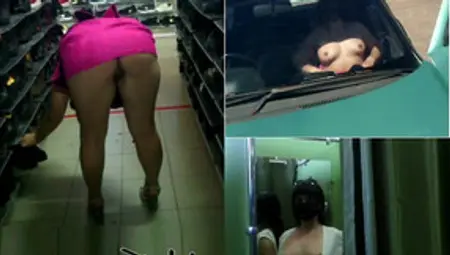 Shop Change Room Voyerism, No Panties At Shoping, Topless At Parking Lot, Exibicionist Wife