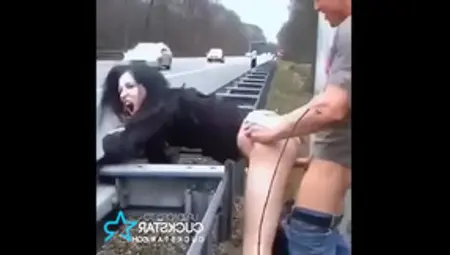 Girl Gets Fucked On The Side Of A Busy Road