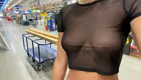 Walking Into The Store With See Through Outfit