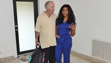 Old White Man Fucks A Gorgeous Black Nurse In An Interracial Old People's Home Sex
