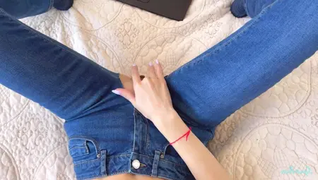Small Lusty Stepsister Inside Ripped Jeans Was Caught Watching Porn