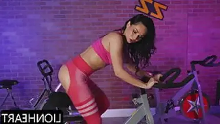 Horny Girl Ass Fucked On Gym Bike And Creampied
