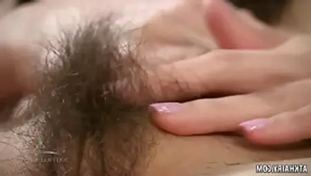 Annie Is Showing Her Hairy Pussy And Armpits Before Masturbating With A Big, Pink Dildo