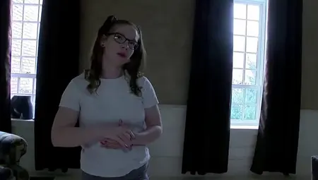 Red Haired Slut With Pigtails And Glasses Is Having Sex With An Elderly Man And Enjoying It