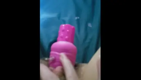 Stuffing My Pussy Full With A Pink Dildo And Playing With My Clit