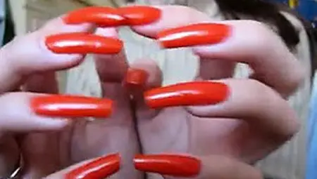 Stunning Long Fingernails That Are Red