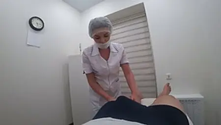 Hot Nurse Is Sucking Her Patient's Rock Hard Cock While No One Is Watching Them
