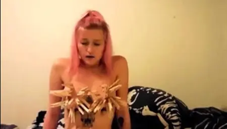BDSM Teen Tied And Suspended With Her Nipples Clamped