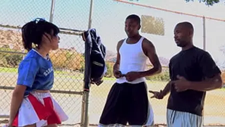 Two Basketball Players Bribed By Hot Cheerleader With Pussy