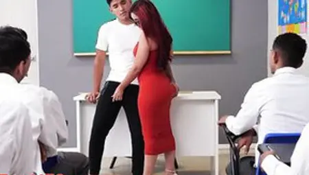 Breasty Teacher With Red Hair, Jessica Sodi Got Down And Ribald With One Of Her Students