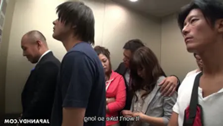 Crazy Japanese Elevator Group Video Featuring Yummy Naughty Babe Aoi Miyama