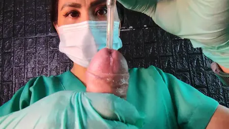 Edging And Sounding By Sadistic Nurse With Latex Gloves (DominaFire)