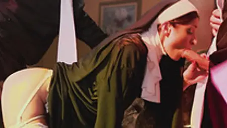 Sexy Nun Gets Fucked By Two Horny Priest