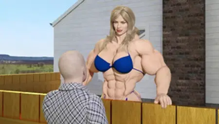 The Muscle Girl Next Door. Female Muscle Growth Animation