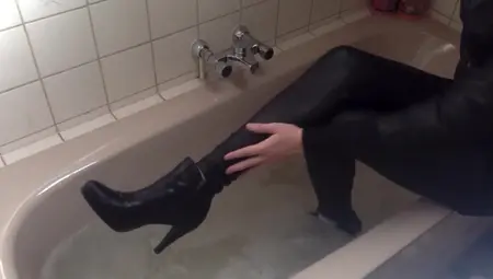 Sexy Tight Pants Ankle Boots And Heels In Bath
