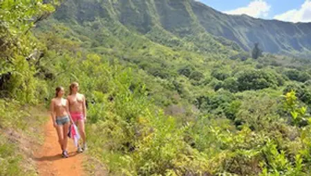 Girls Strip And Pleasure Each Other While Hiking In Nature