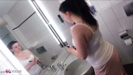 German BBW Step Sister Seduce To Fuck In Bathroom By Bro