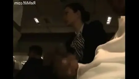 Beautiful Japanese Stewardess Dissuade Guy From Masturbating On The Plane
