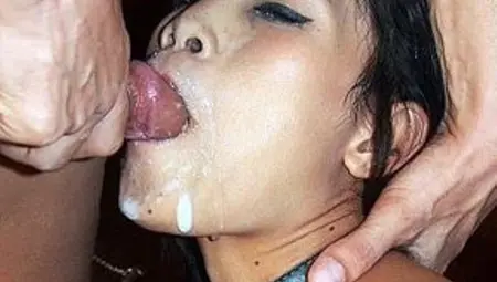 Sperm Splattered On Lovely Asian Face