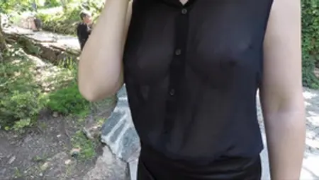 I Walk At Park Without Bra, Jerk Off Guy In Car, Turn Him On, But Let Him Cum On Me Only In Evening!