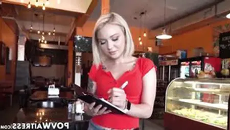 Blonde Waitress Dakota Skye Ride Dick Pov For Cum Facial
