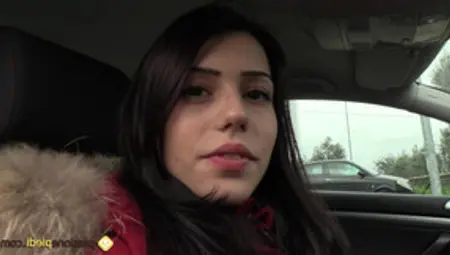 Alluring Brunette Pulls Over To Give Her Demanding Feet A Sensual Touch In The Car