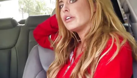 Stranded Busty Blonde Fucked Closeup In Car
