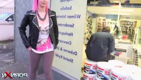 Pink Hair Slutty Flashing In Public