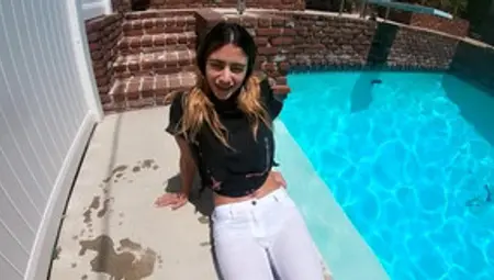Wetlook Cute Girl Jeans Swimming