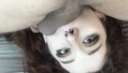 Bae Ebony Hair Gothic Hot With Nose Piercing Getting Hardcore Sloppy Facefuck Upside Down Sixty-nine Throatpie