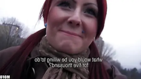 Czech Redhead Is Paid Cash To Flash And Suck Dick In Public