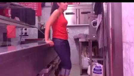 Dude Convinces His Colleague For A Quickie In The Kitchen