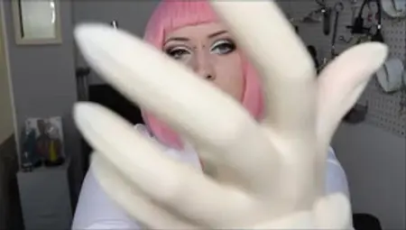 Doctor Dandy's White Latex Gloves - Rubber Glove Fetish With Princess Dandy